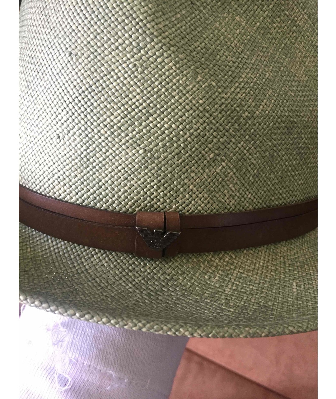 EMPORIO ARMANI Зеленая соломенная шляпа, фото 4