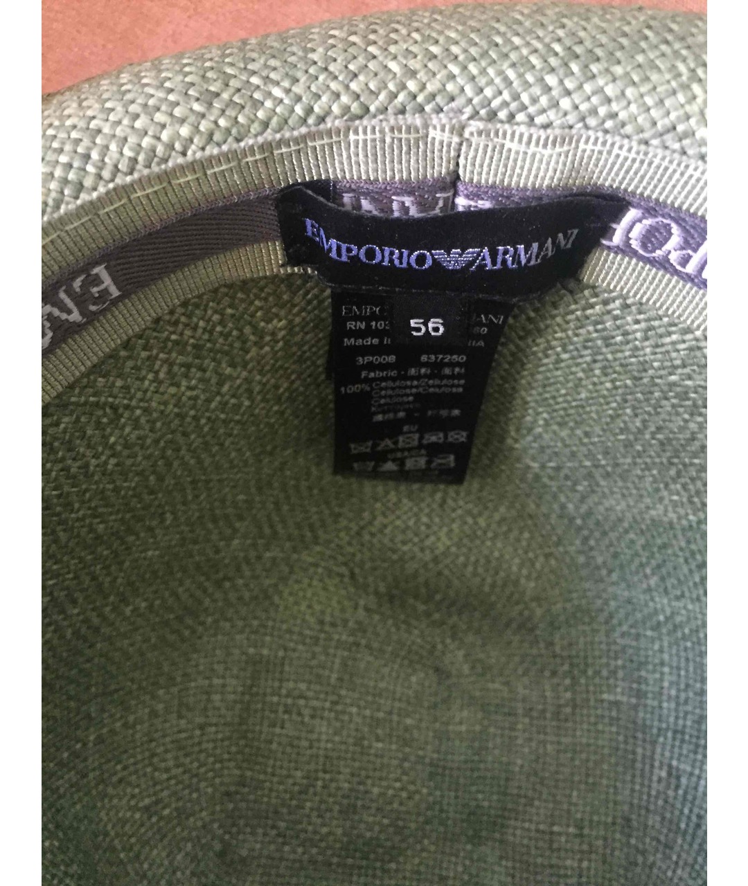 EMPORIO ARMANI Зеленая соломенная шляпа, фото 3