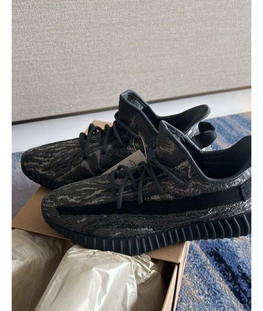 ADIDAS YEEZY Черные текстильные низкие кроссовки / кеды, фото 4