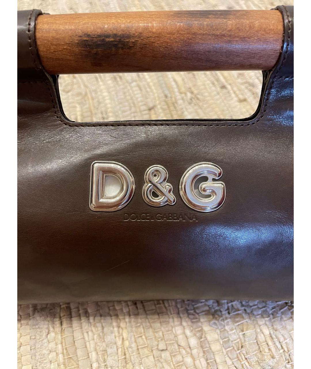 DOLCE&GABBANA Коричневая кожаная сумка с короткими ручками, фото 6
