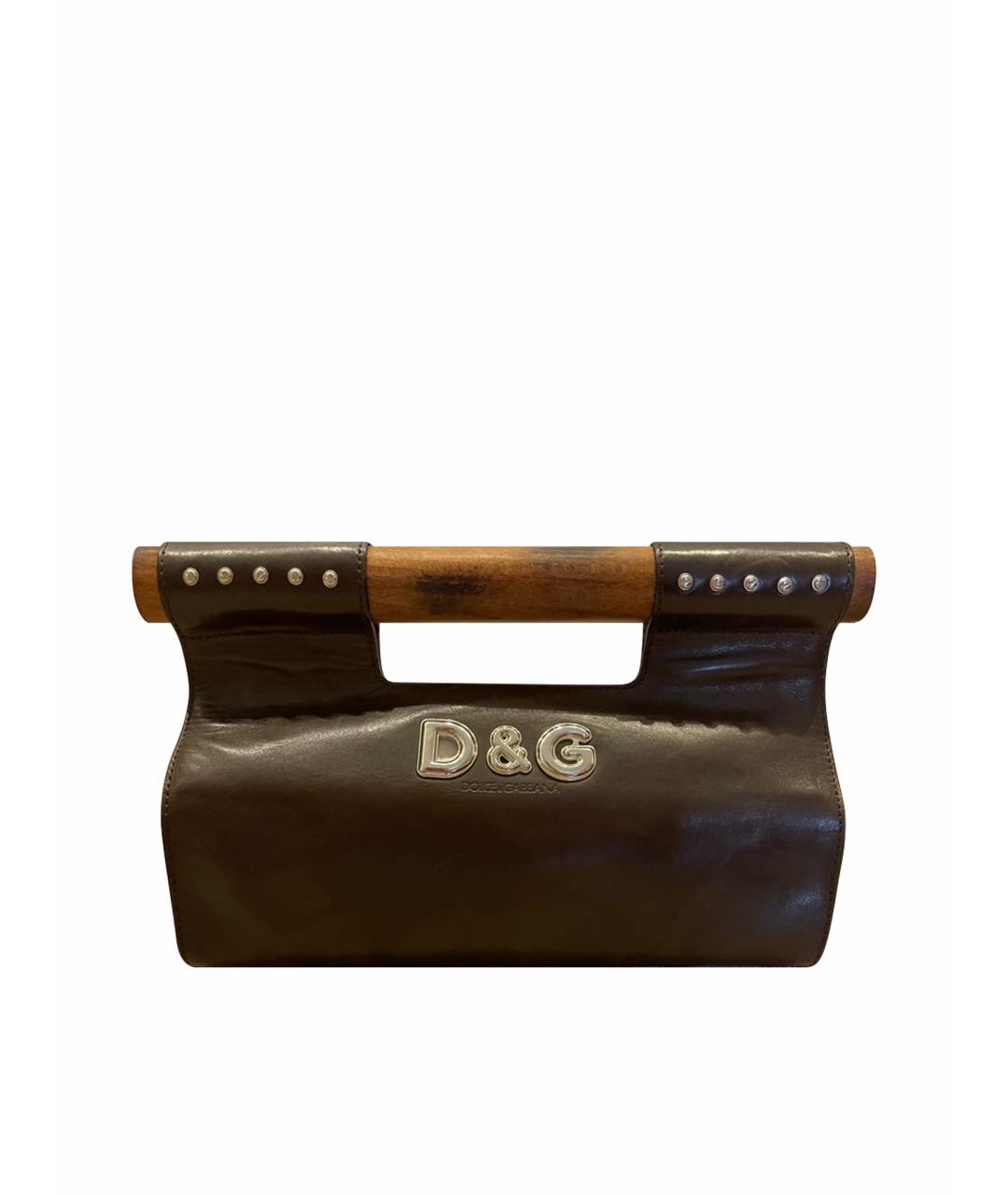 DOLCE&GABBANA Коричневая кожаная сумка с короткими ручками, фото 1