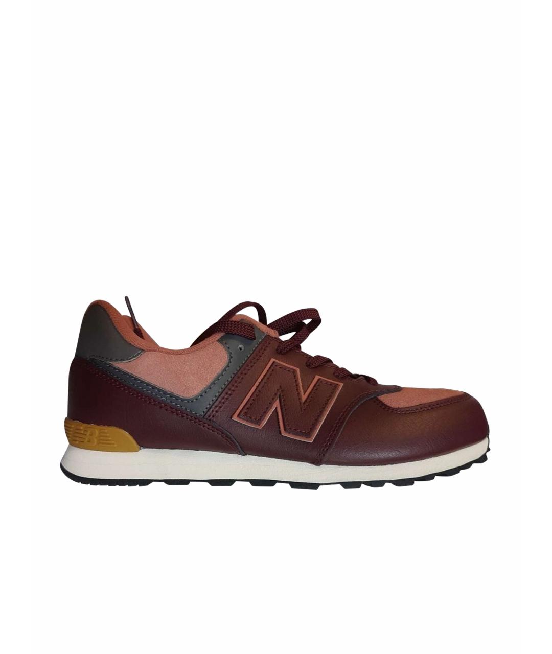 NEW BALANCE Бордовые кожаные кроссовки, фото 1