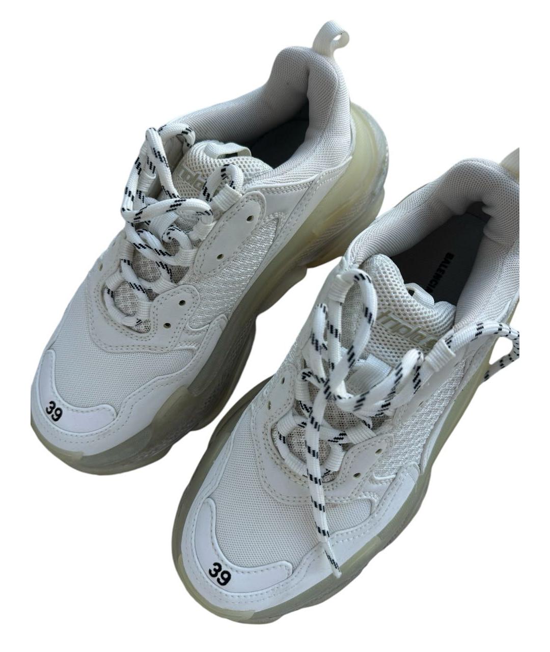 BALENCIAGA Белые кожаные кроссовки, фото 3
