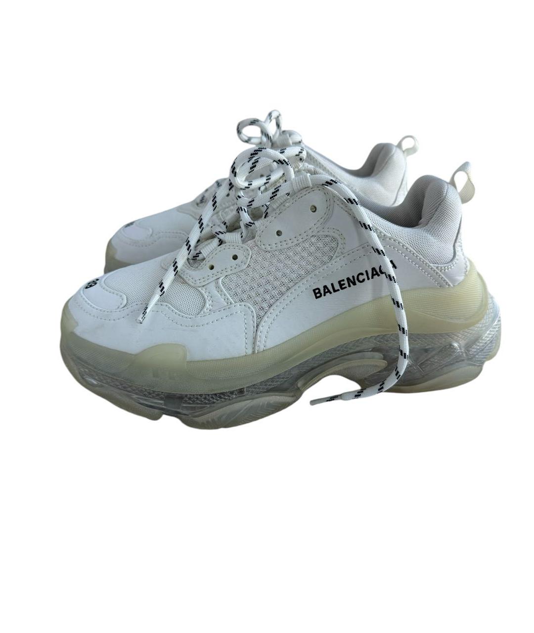 BALENCIAGA Белые кожаные кроссовки, фото 6