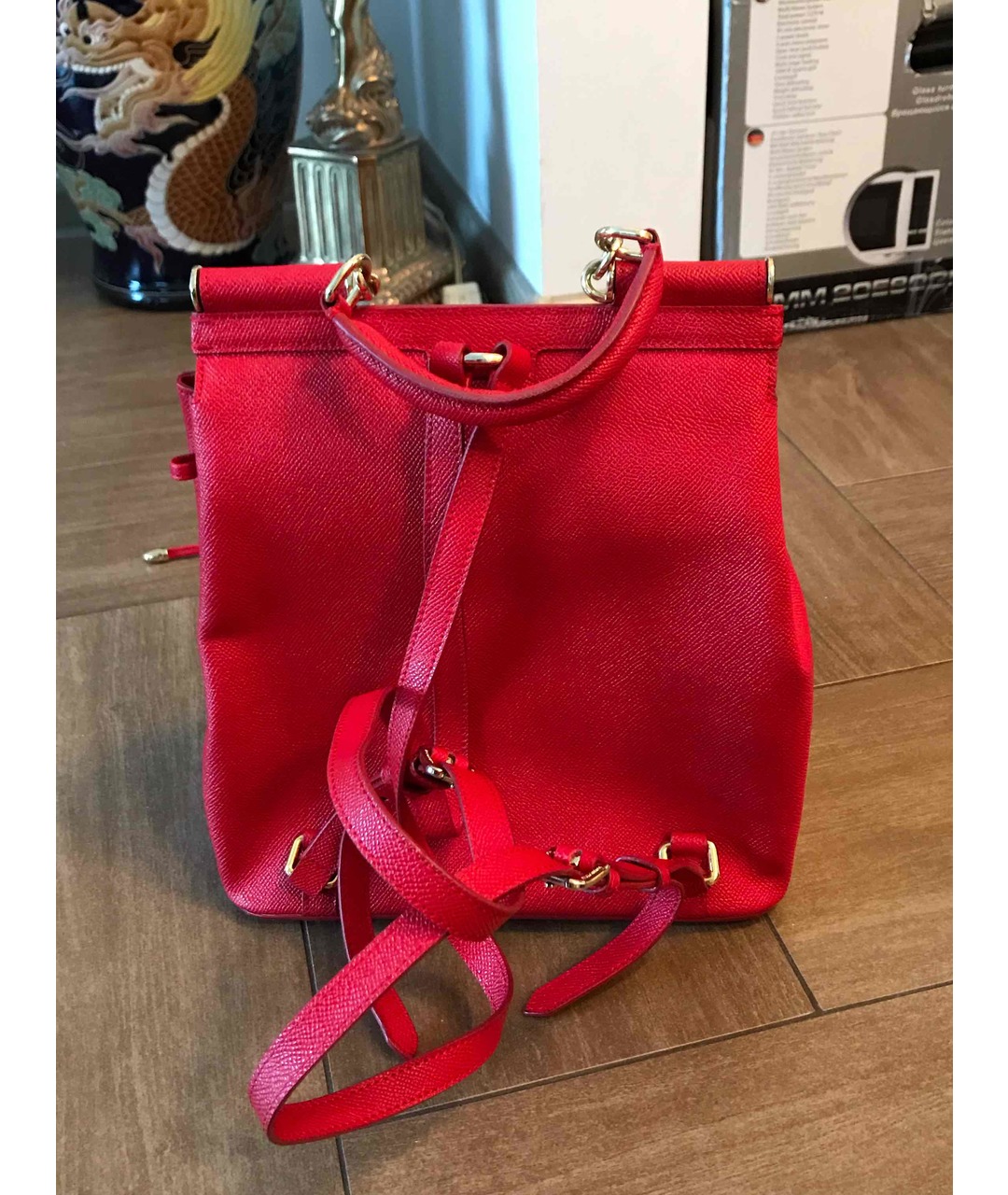 DOLCE&GABBANA Красный кожаный рюкзак, фото 3