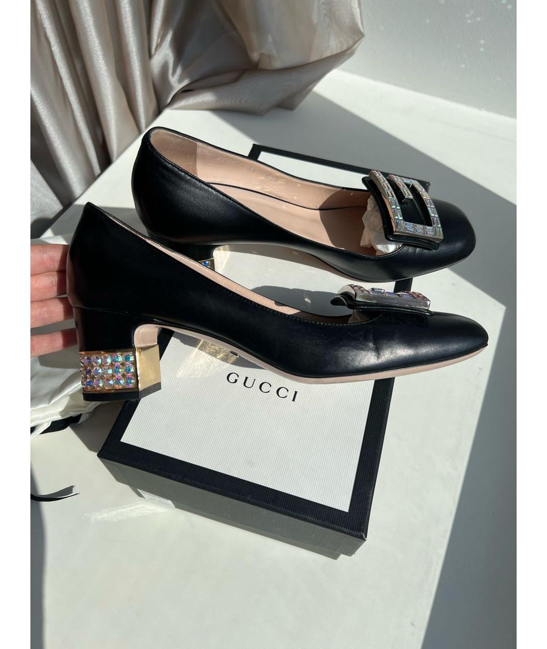 GUCCI Черные кожаные туфли, фото 9