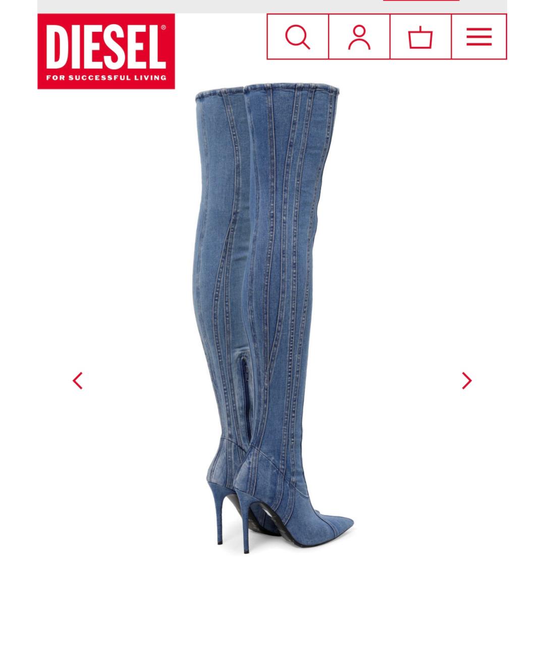 DIESEL Синие текстильные ботфорты, фото 4