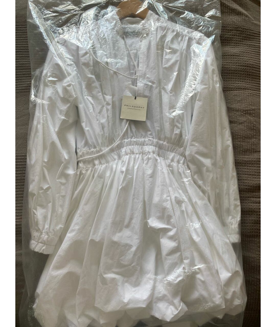 PHILOSOPHY DI LORENZO SERAFINI Белое хлопковое повседневное платье, фото 5