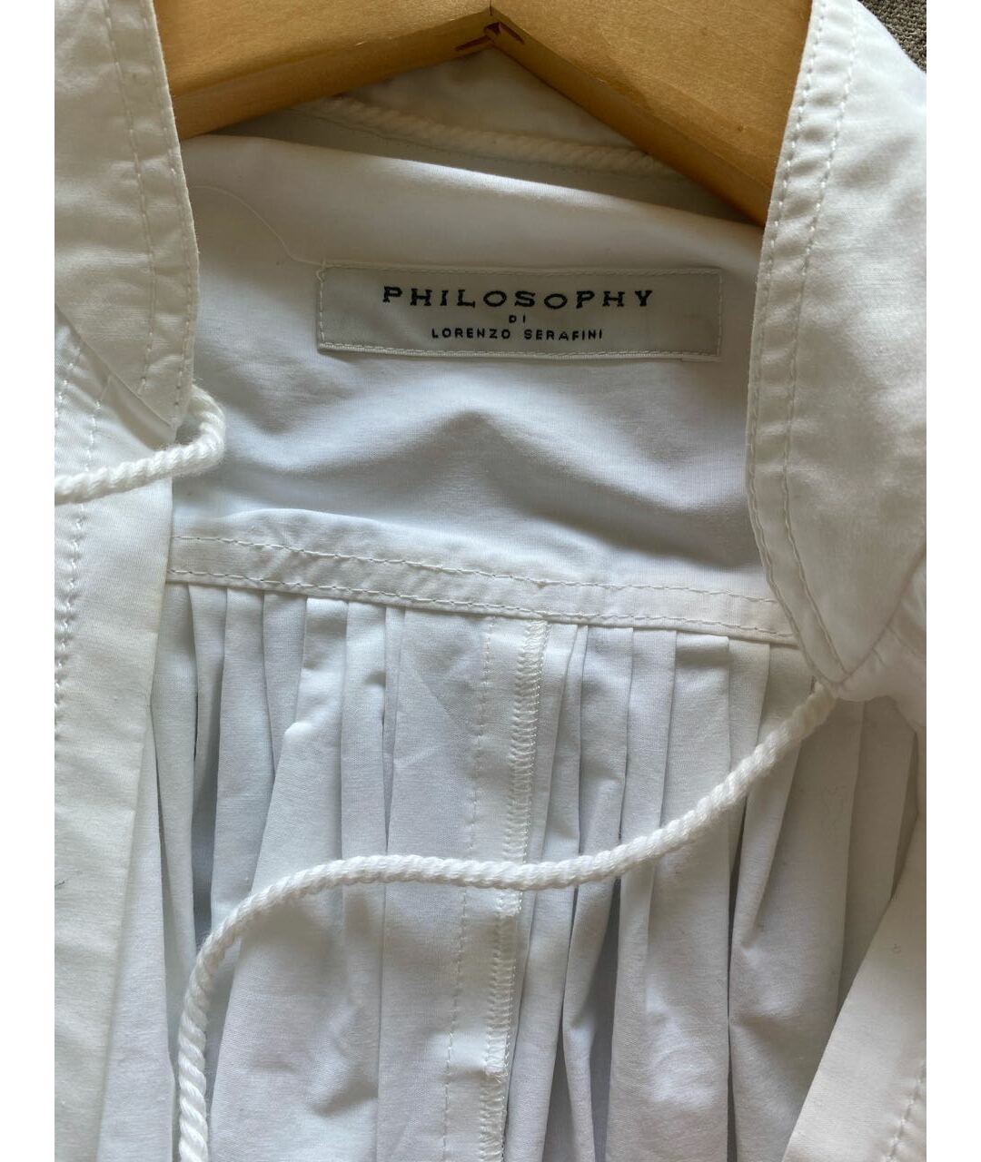 PHILOSOPHY DI LORENZO SERAFINI Белое хлопковое повседневное платье, фото 8