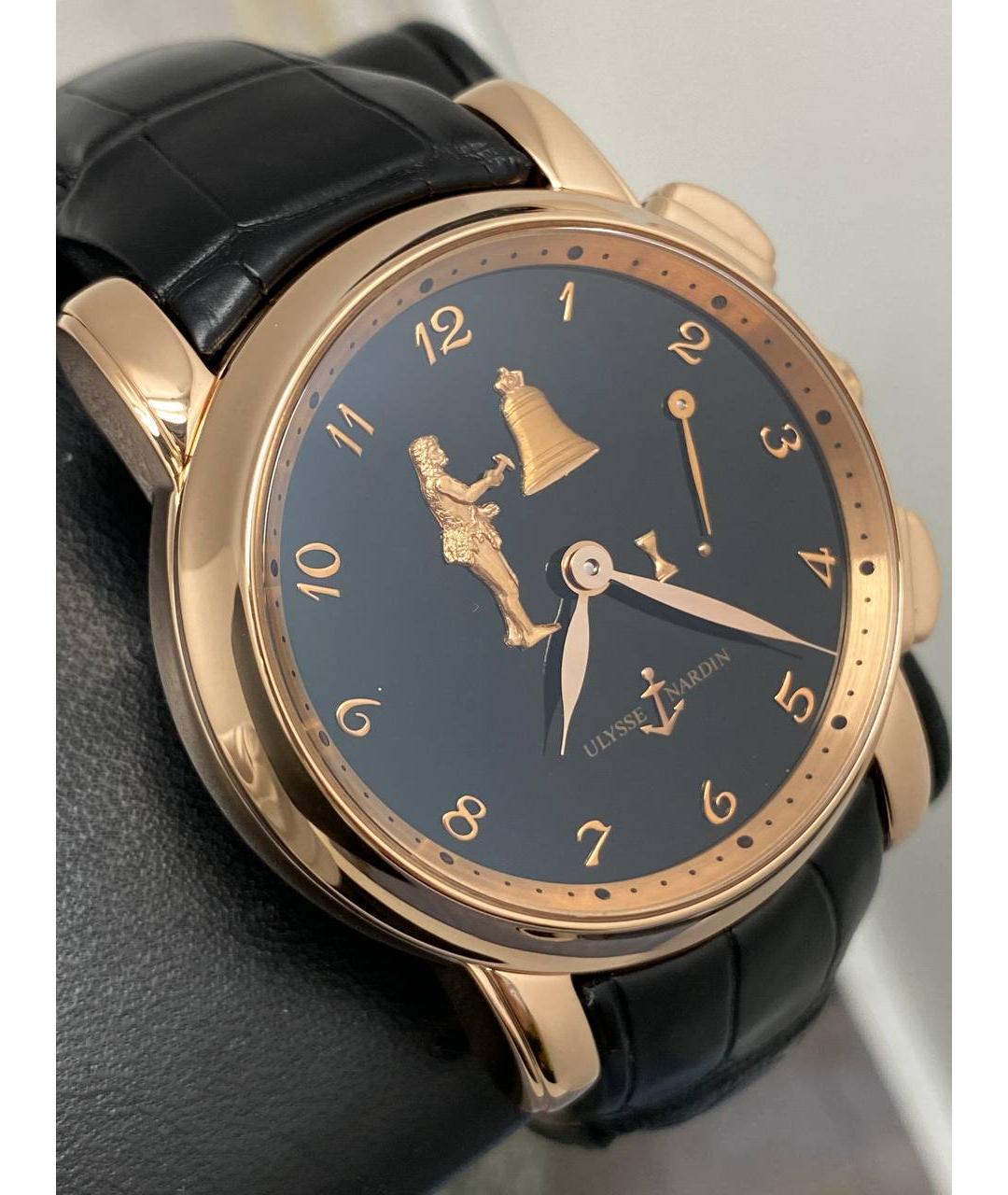 Ulysse Nardin Черные часы из розового золота, фото 3