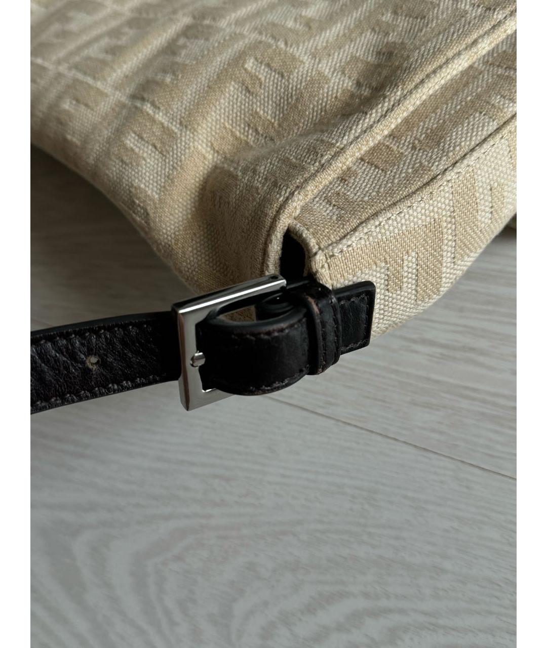 FENDI Бежевая тканевая сумка с короткими ручками, фото 7