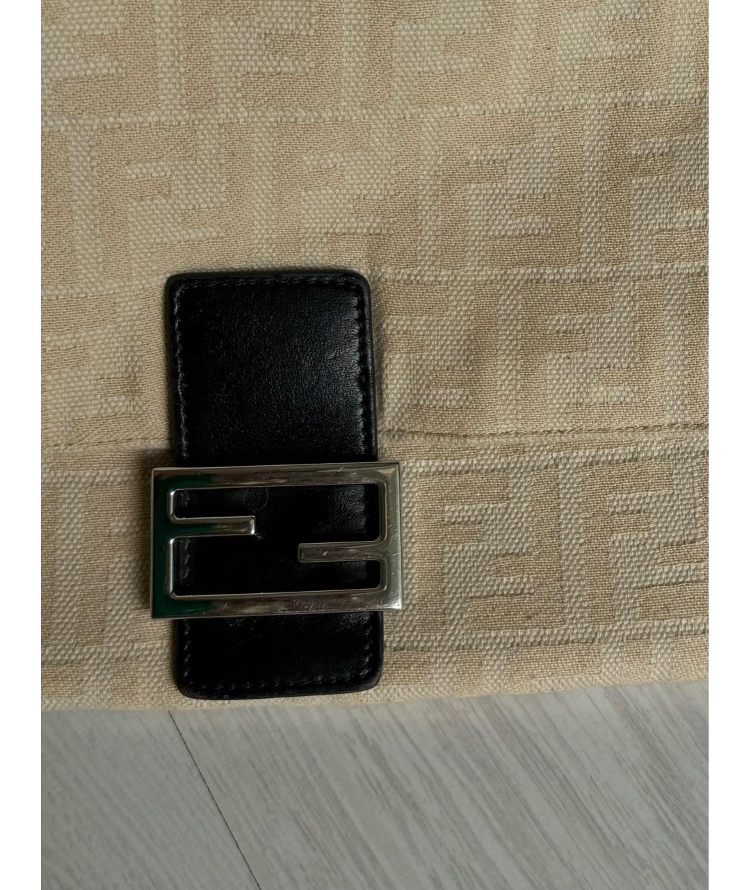 FENDI Бежевая тканевая сумка с короткими ручками, фото 8