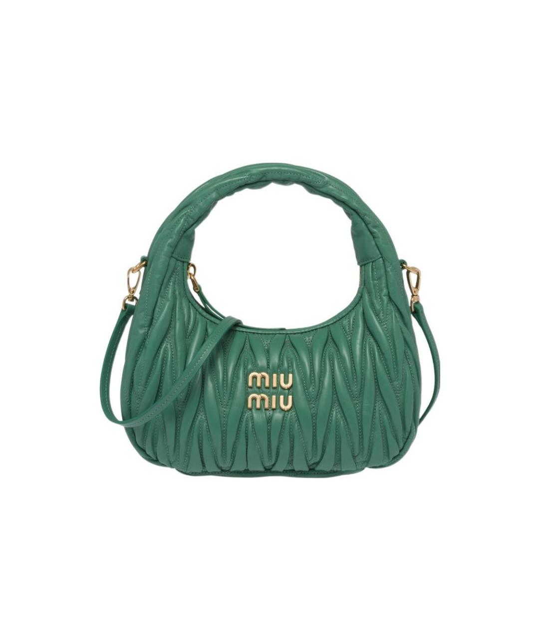 MIU MIU Зеленая кожаная сумка с короткими ручками, фото 1