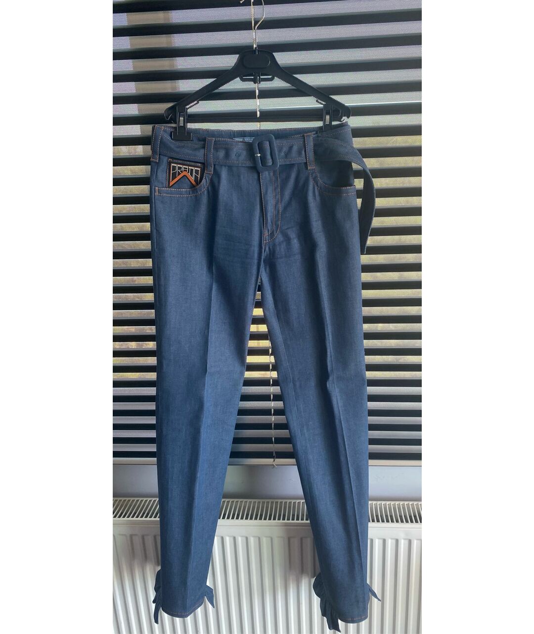 PRADA Синие хлопковые прямые джинсы, фото 6