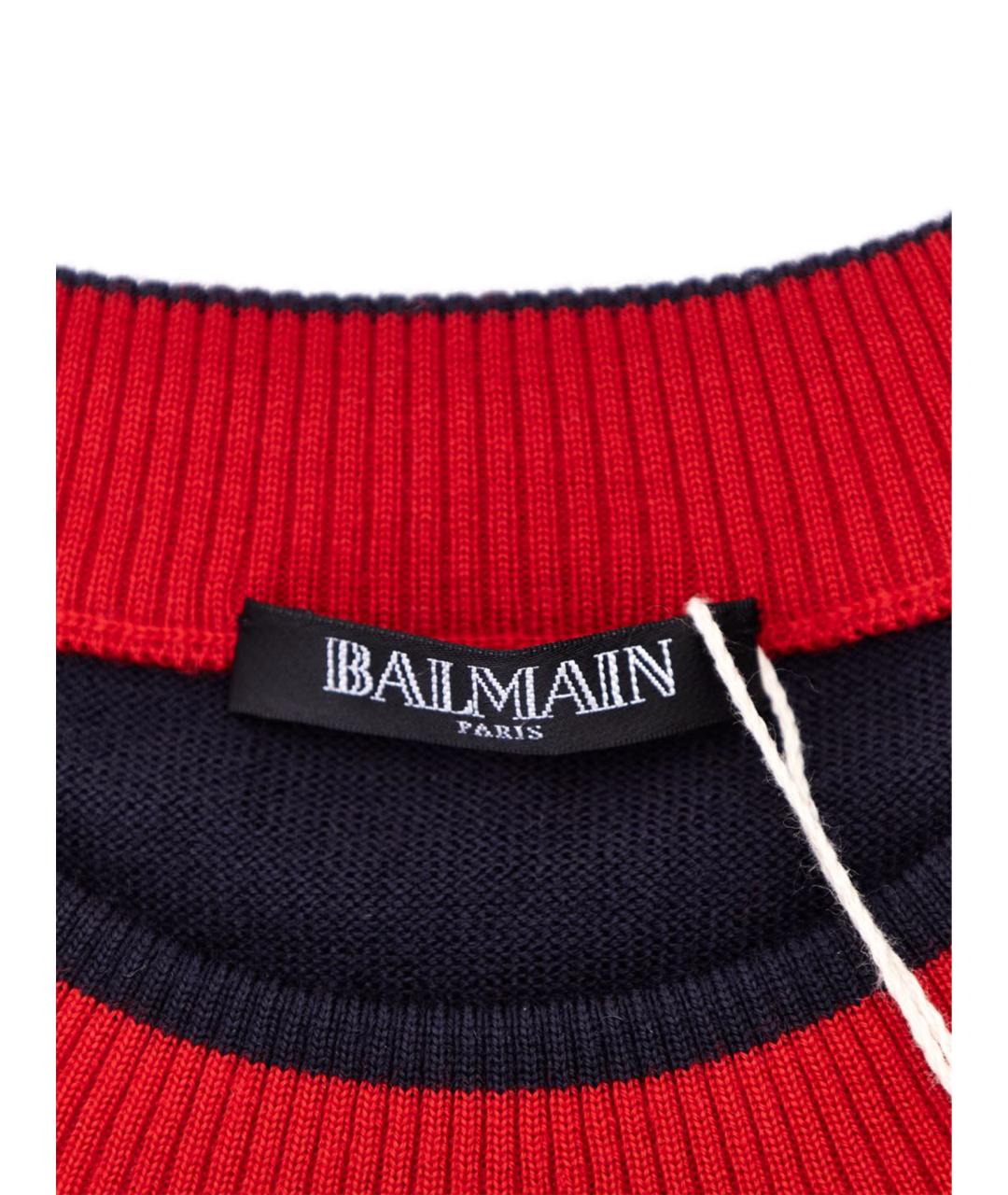 BALMAIN Темно-синий шерстяной джемпер / свитер, фото 4