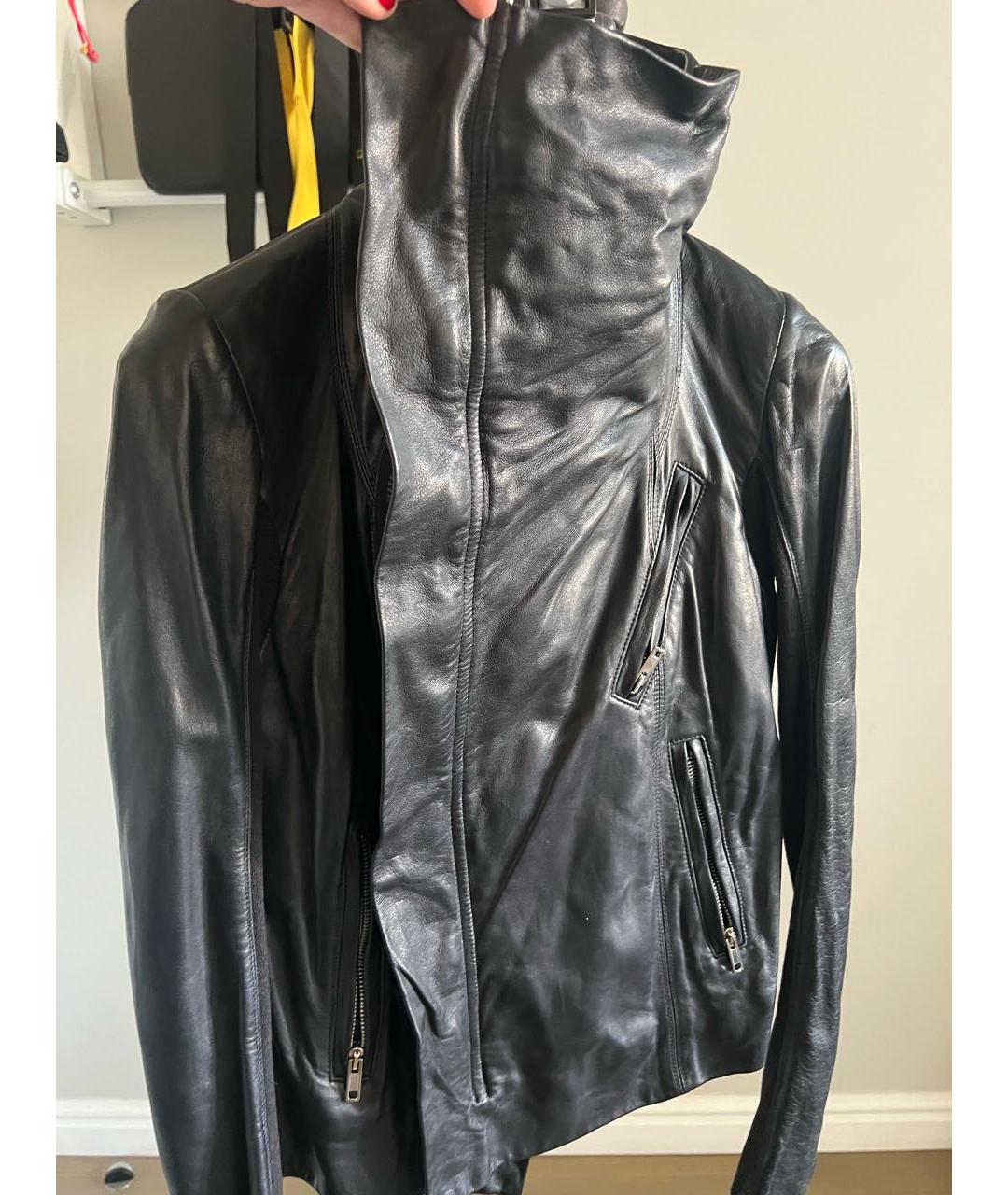 RICK OWENS Черная кожаная куртка, фото 9
