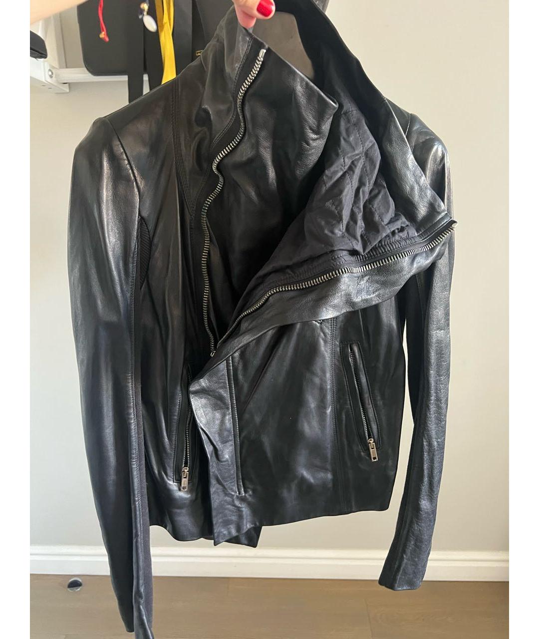 RICK OWENS Черная кожаная куртка, фото 4