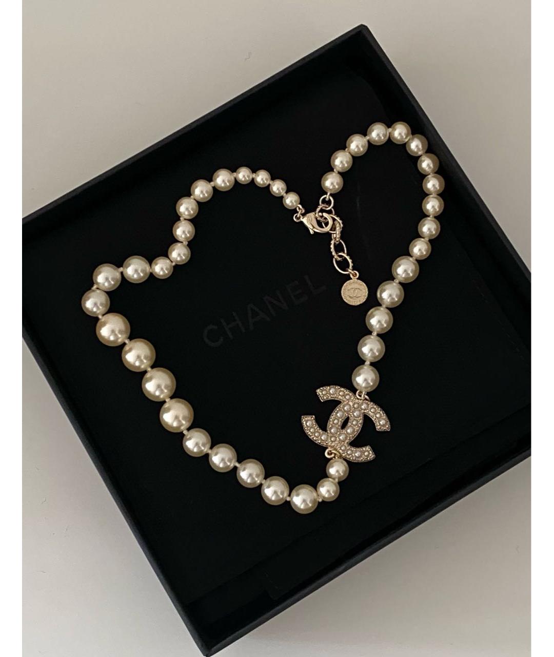 CHANEL Белое жемчужное колье, фото 3