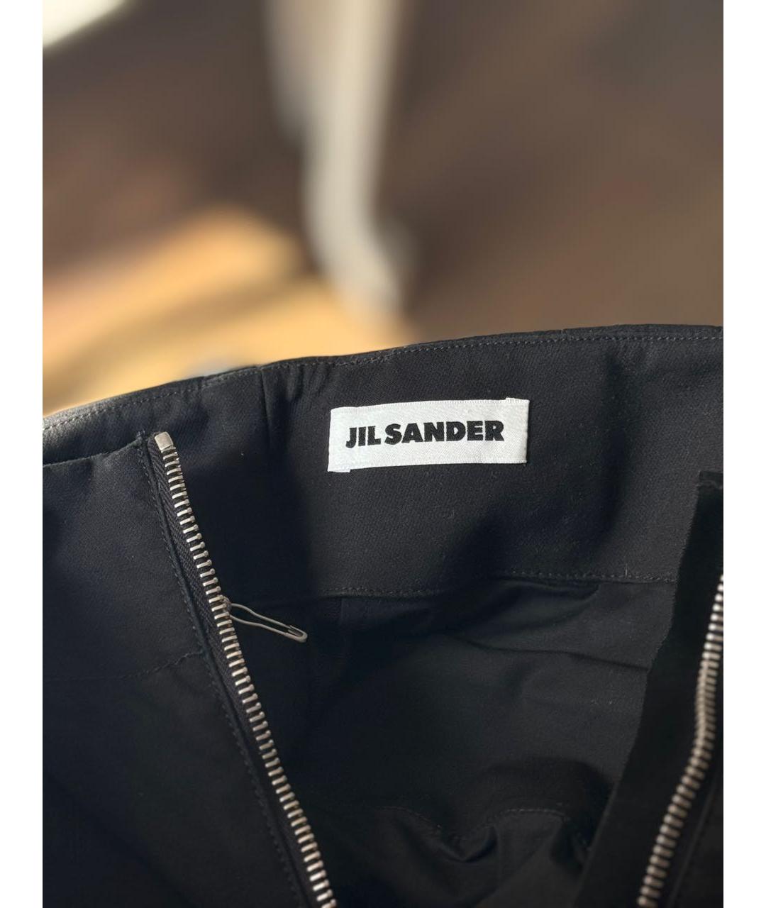 JIL SANDER Черные хлопковые брюки широкие, фото 4