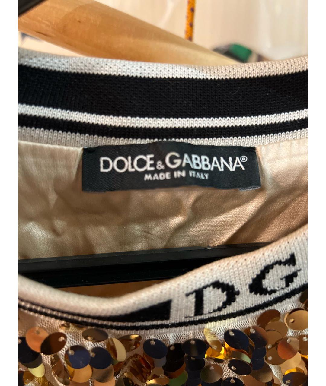 DOLCE&GABBANA Золотой полиэстеровый джемпер / свитер, фото 3