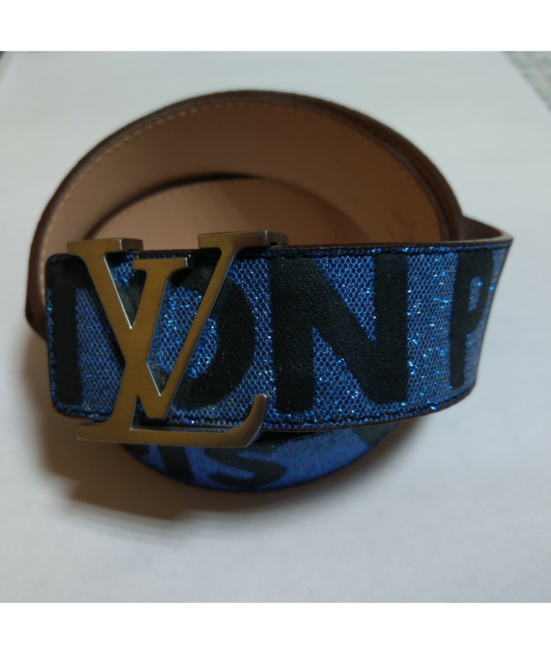 LOUIS VUITTON PRE-OWNED Синий кожаный ремень, фото 4