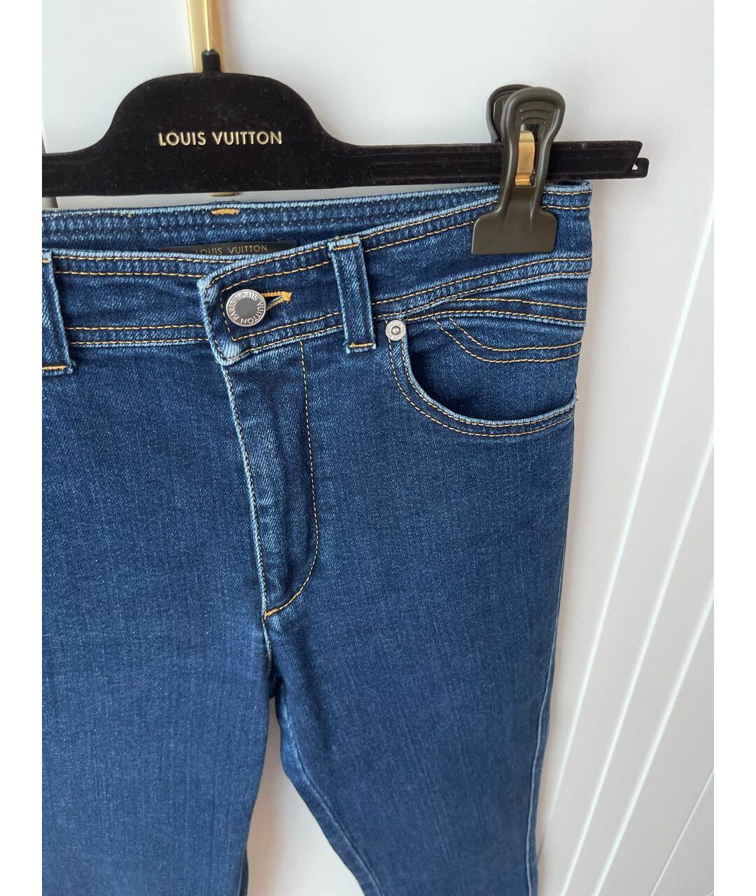 LOUIS VUITTON PRE-OWNED Синие хлопко-эластановые джинсы слим, фото 4