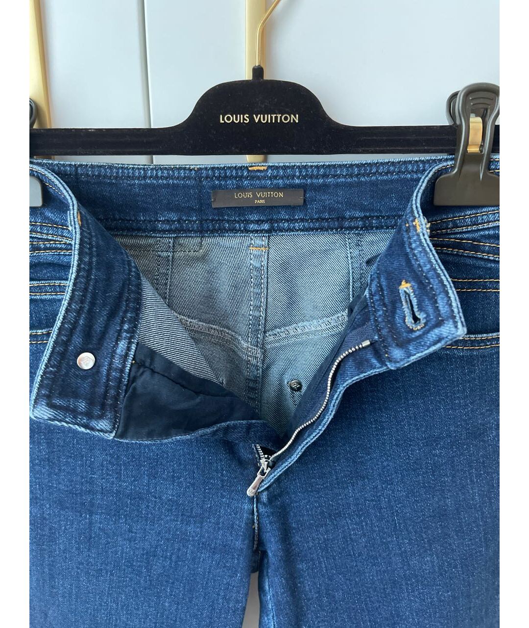 LOUIS VUITTON PRE-OWNED Синие хлопко-эластановые джинсы слим, фото 3