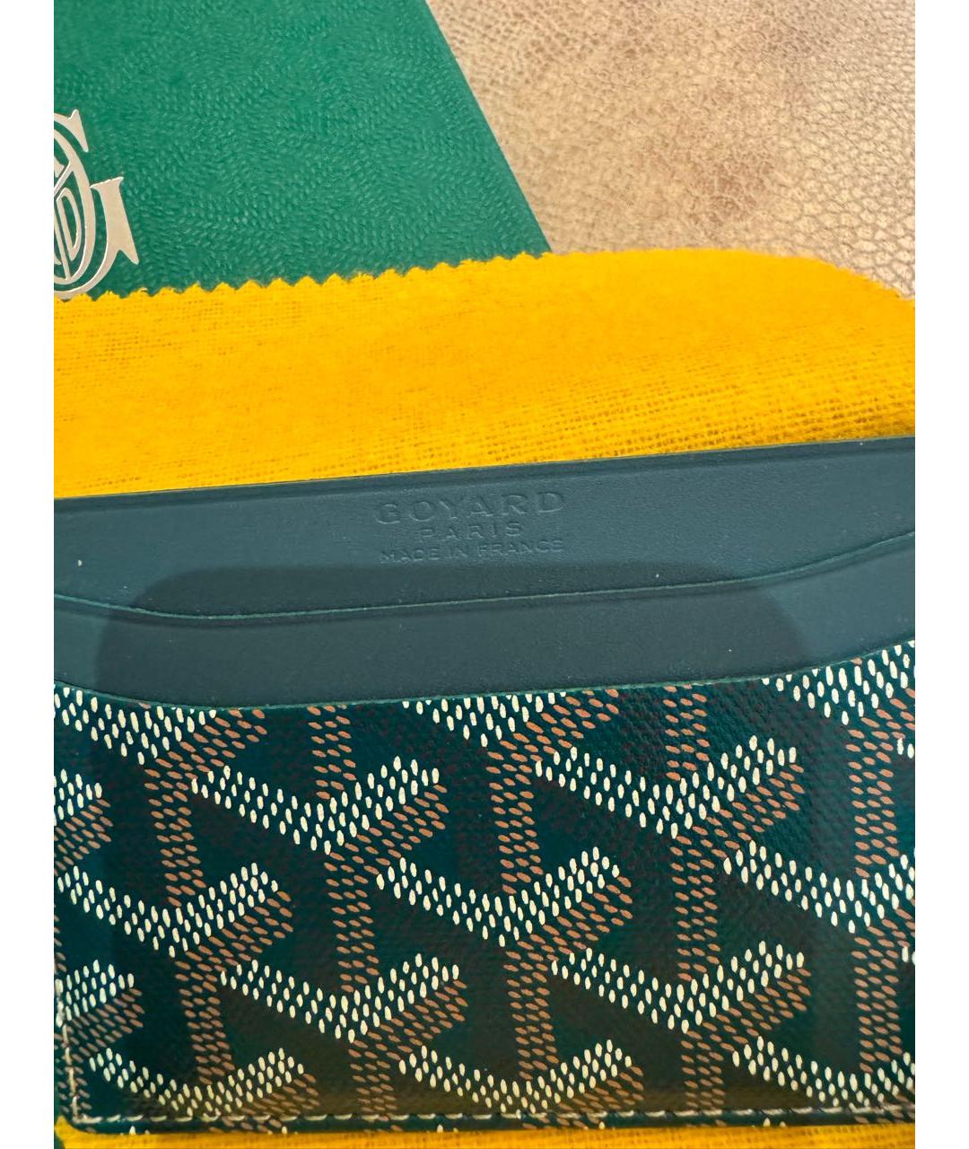 GOYARD Зеленая кожаная визитница, фото 3