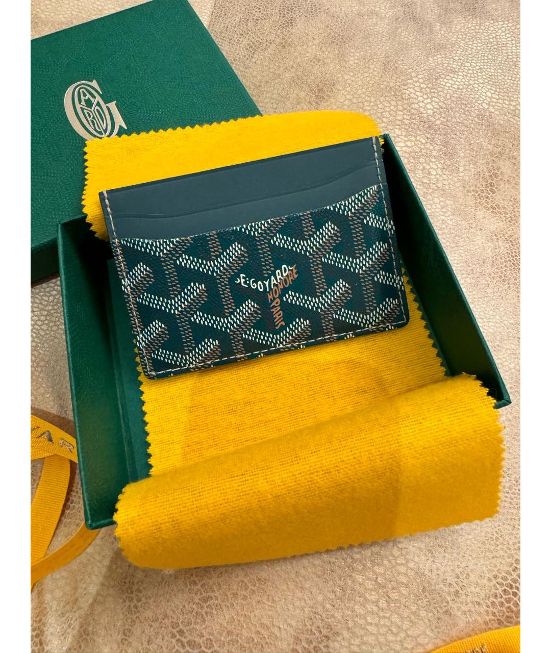 GOYARD Зеленая кожаная визитница, фото 6
