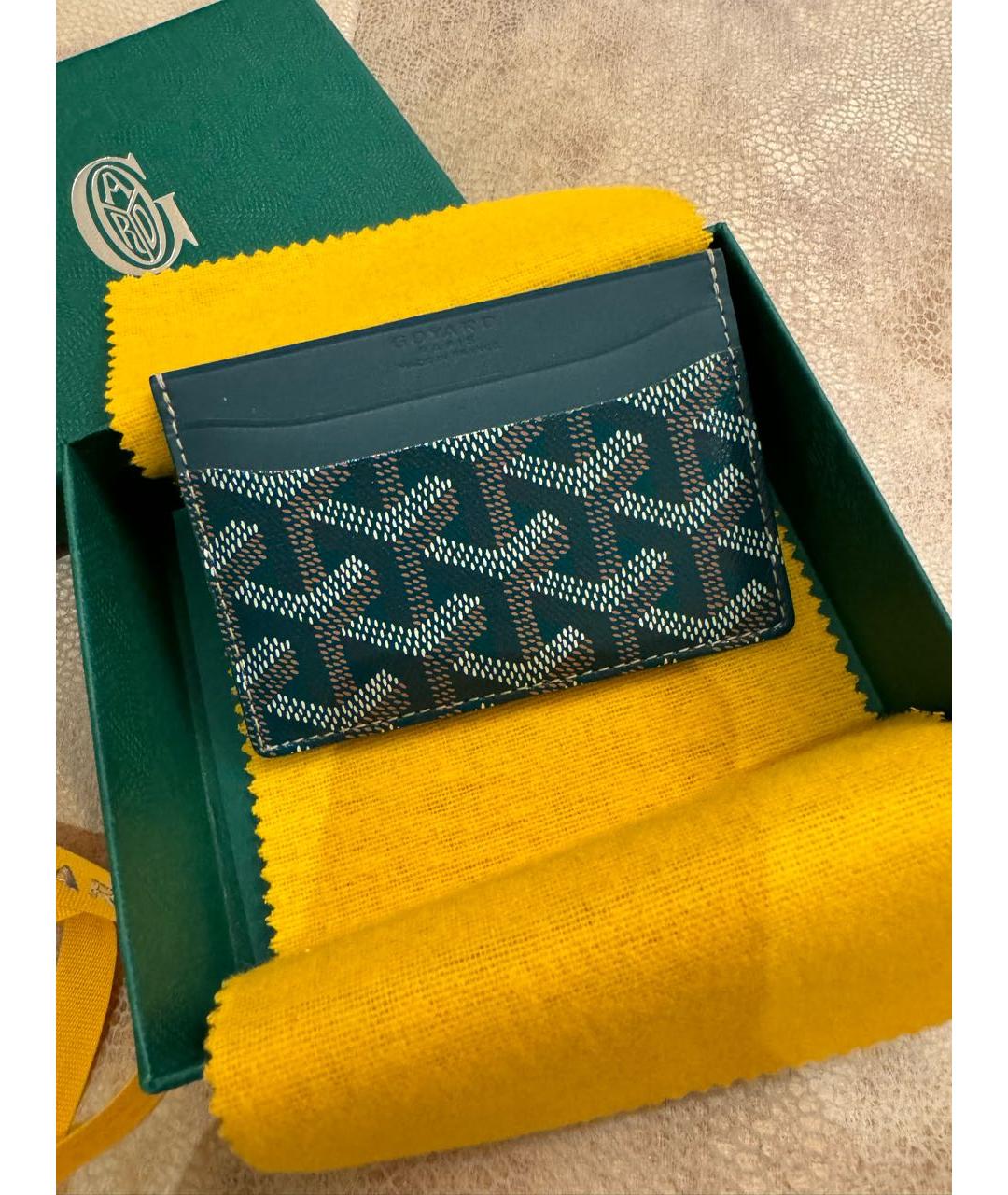 GOYARD Зеленая кожаная визитница, фото 2
