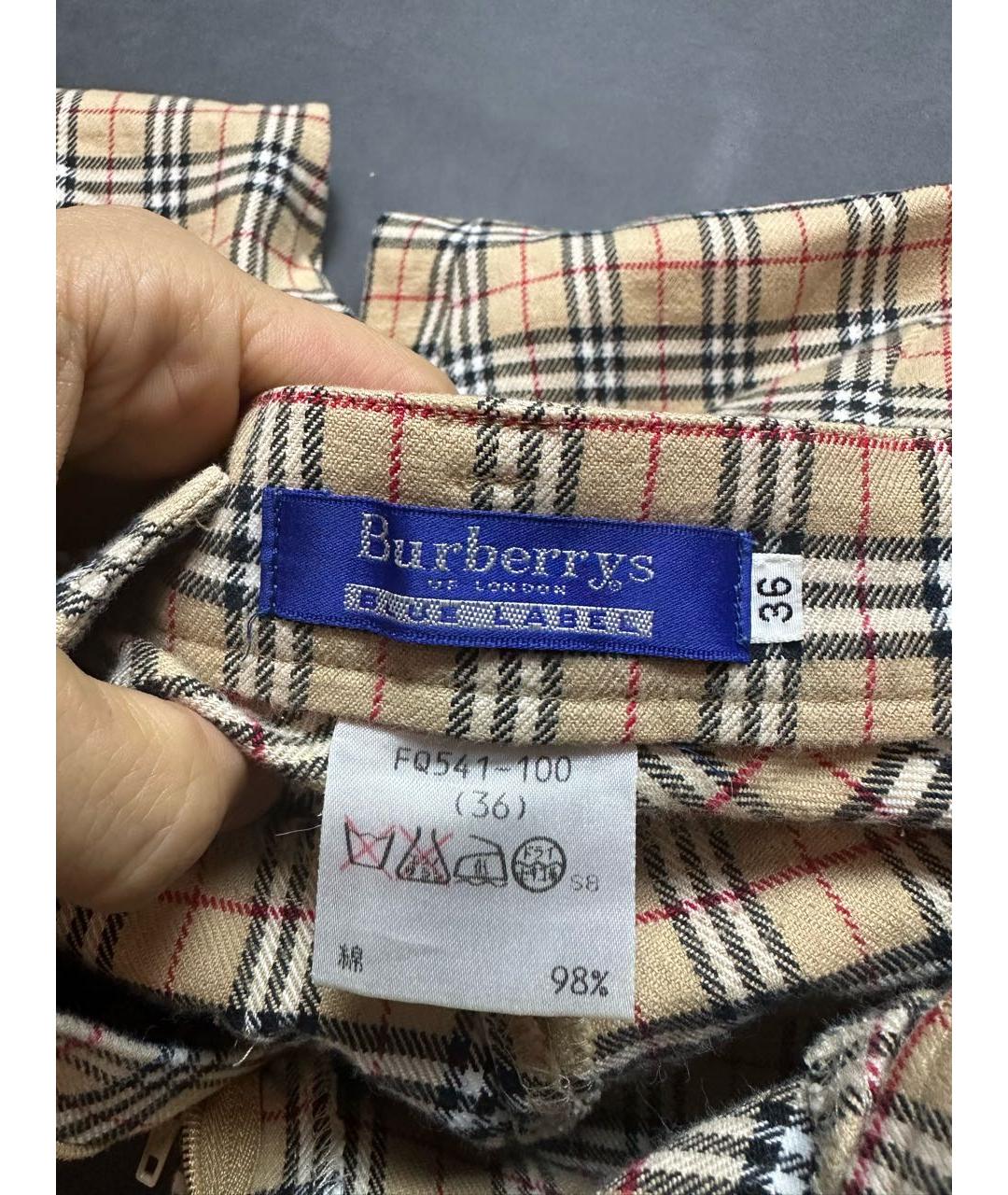 BURBERRY Бежевые полиэстеровые брюки узкие, фото 5