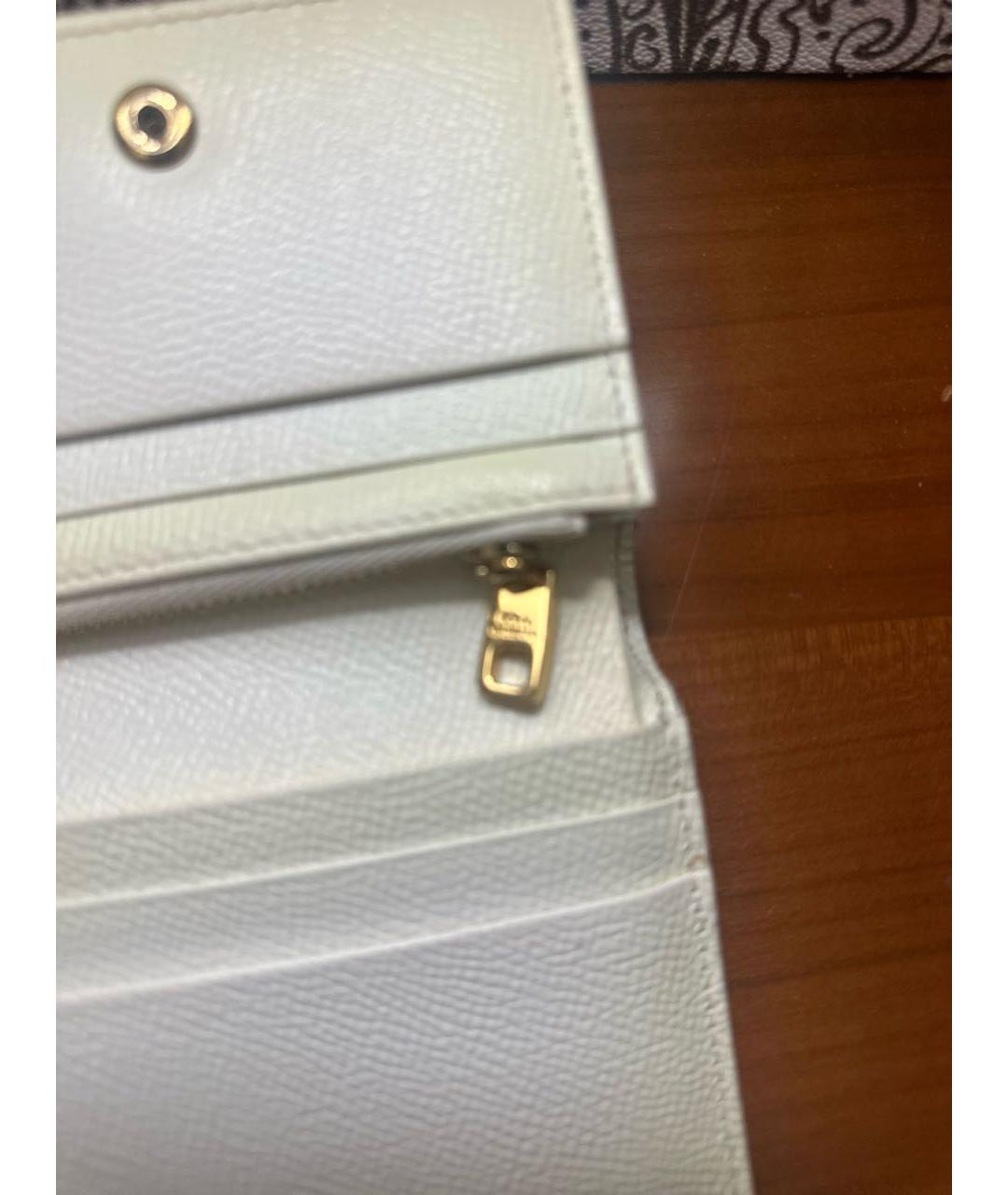 DOLCE&GABBANA Белый кожаный кошелек, фото 4