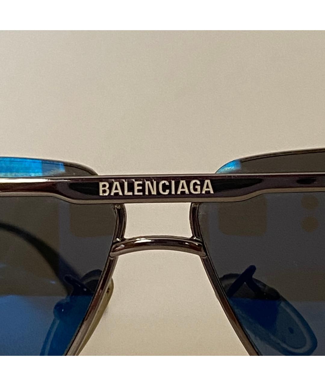 BALENCIAGA Серебряные металлические солнцезащитные очки, фото 3