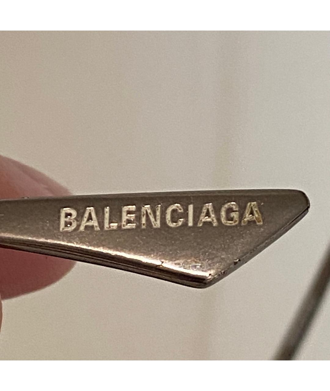 BALENCIAGA Серебряные металлические солнцезащитные очки, фото 6