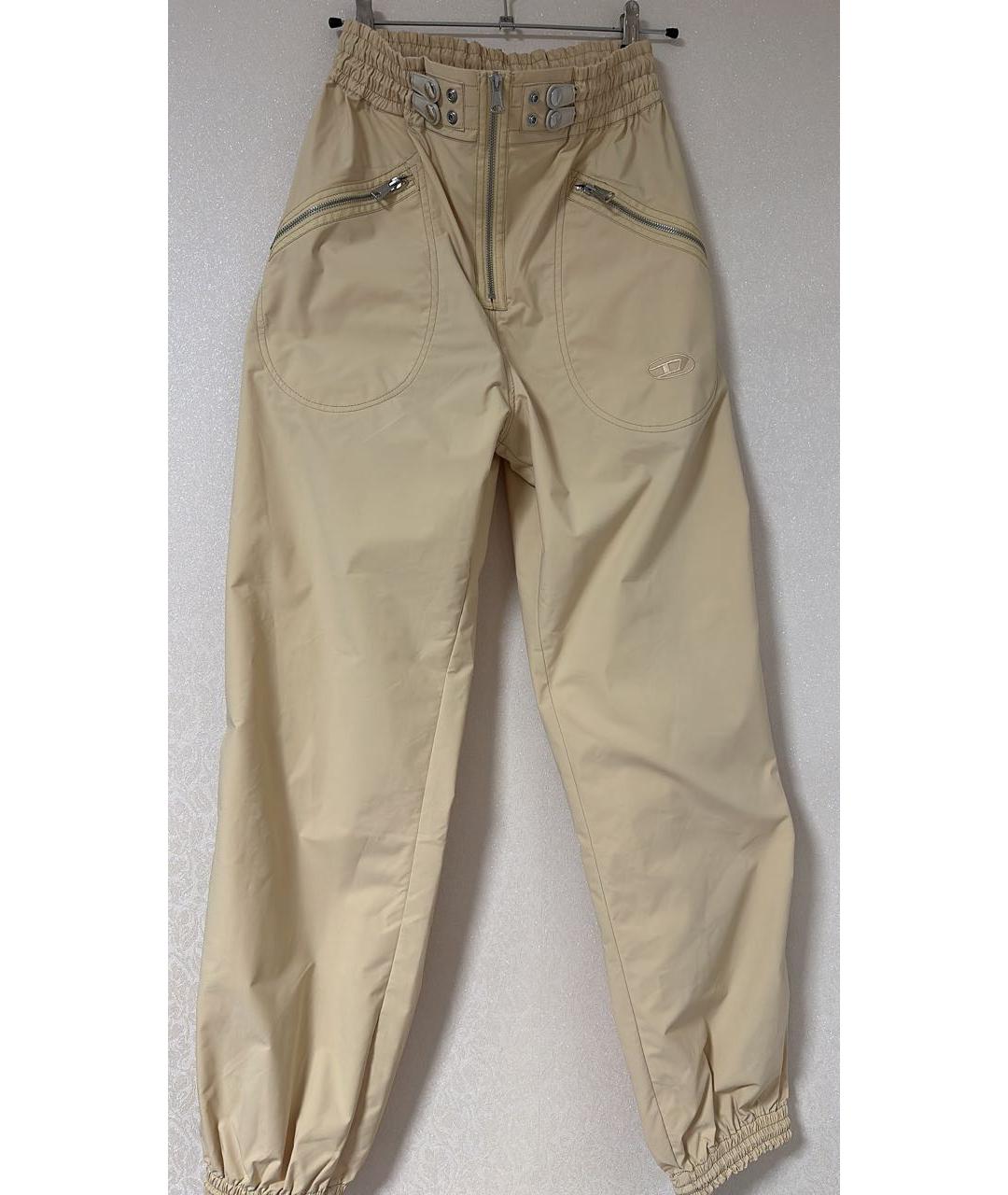 DIESEL Бежевые полиэстеровые прямые брюки, фото 5