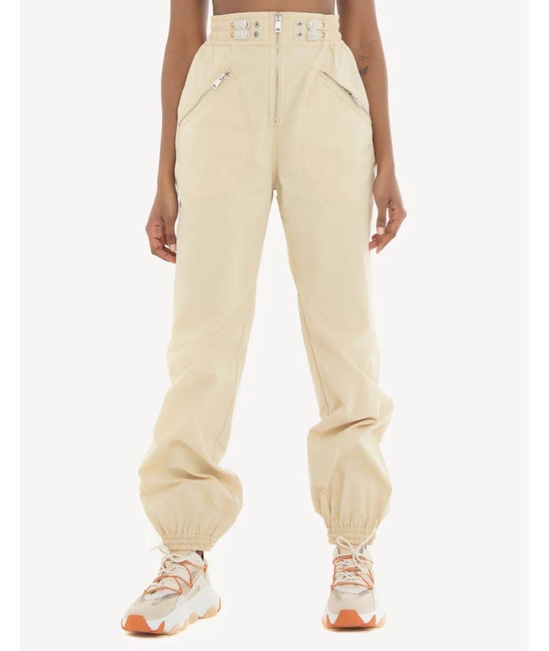 DIESEL Бежевые полиэстеровые прямые брюки, фото 6