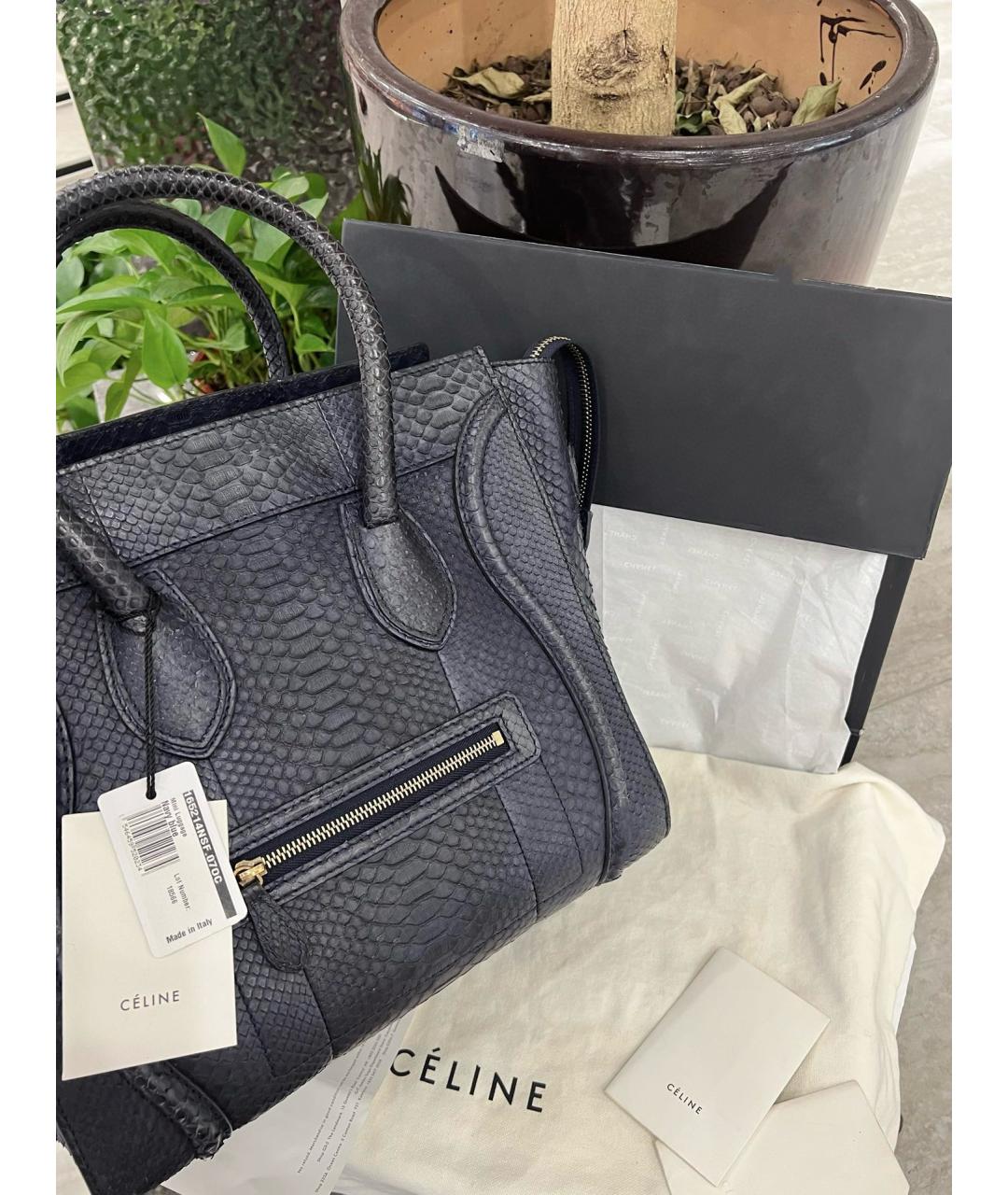 CELINE Темно-синяя кожаная сумка тоут, фото 4