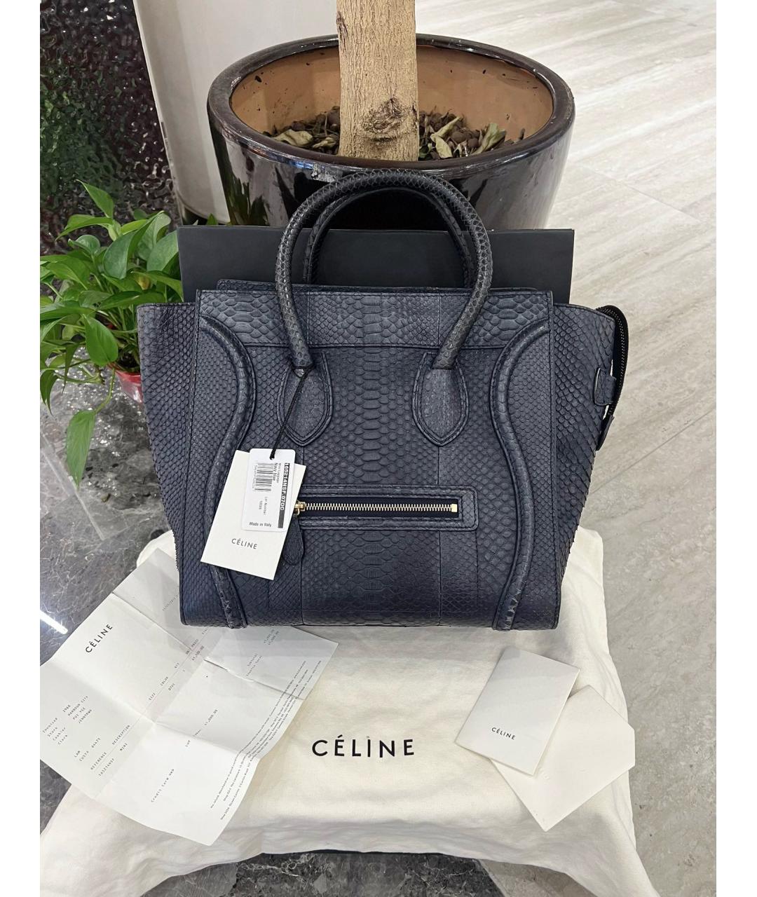 CELINE Темно-синяя кожаная сумка тоут, фото 9