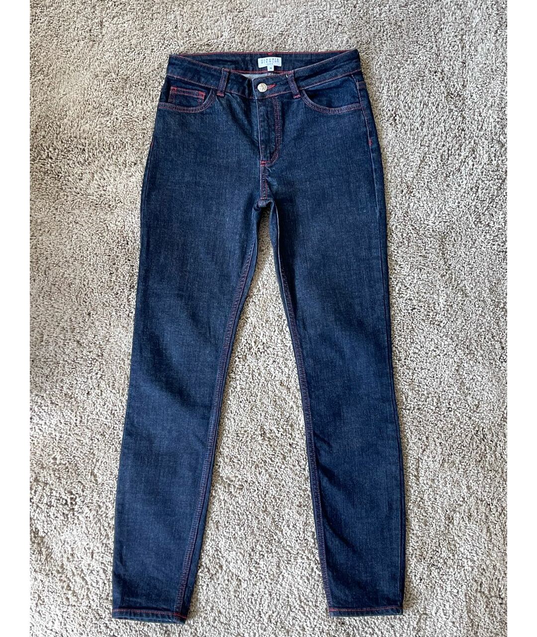 CLAUDE MONTANA Темно-синие хлопковые джинсы слим, фото 5