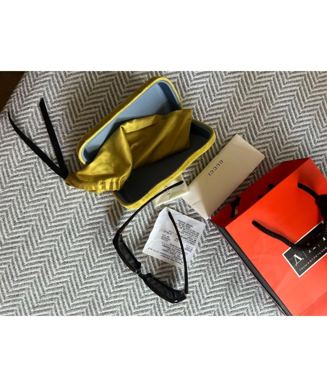 GUCCI Коричневые пластиковые солнцезащитные очки, фото 4