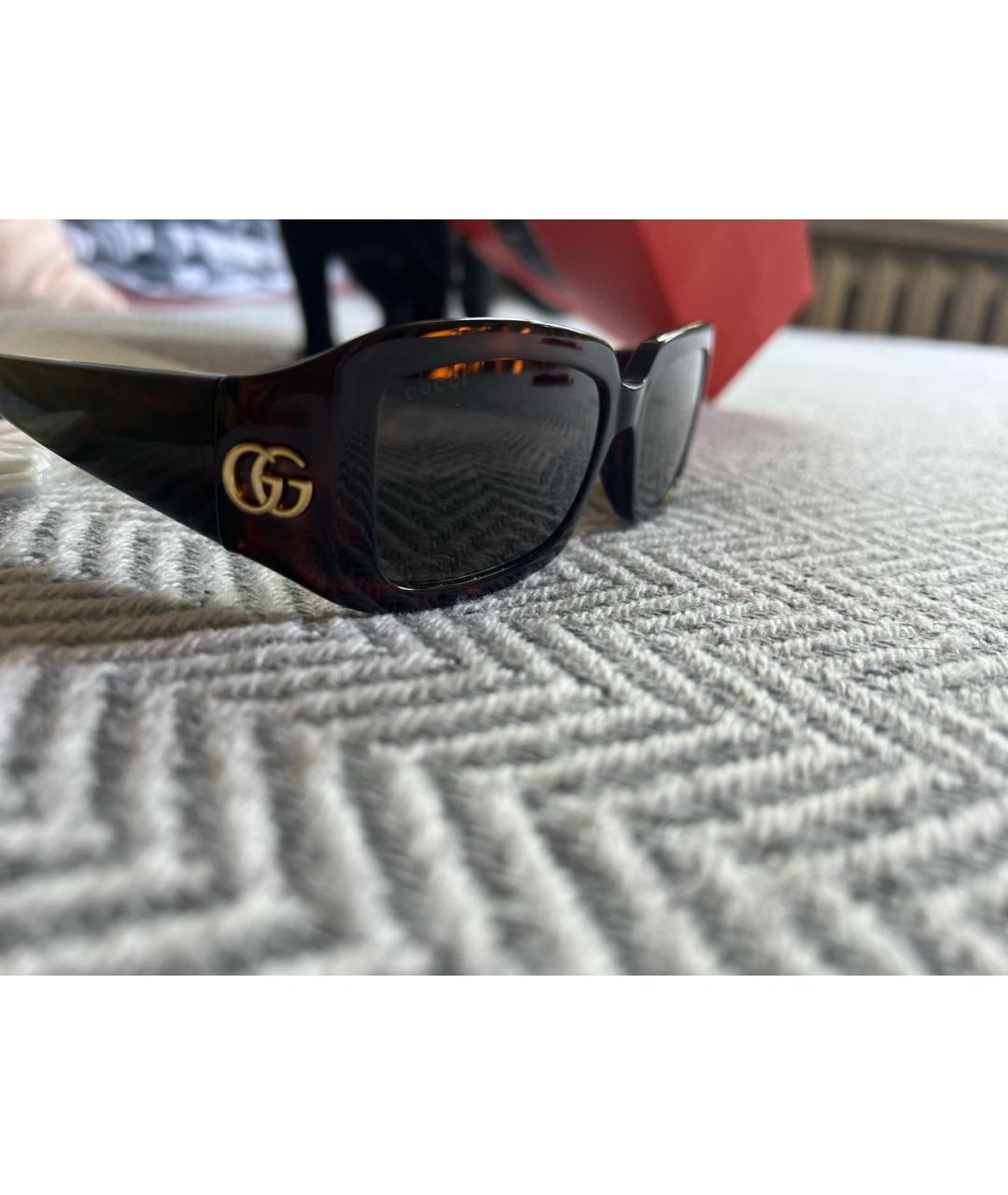 GUCCI Коричневые пластиковые солнцезащитные очки, фото 3