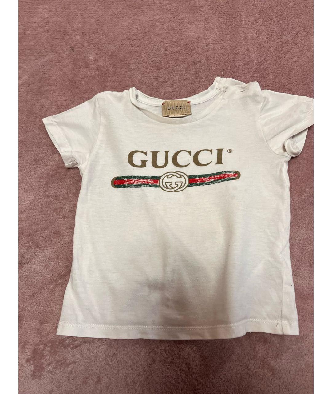 GUCCI KIDS Белая хлопковая детская футболка, фото 5