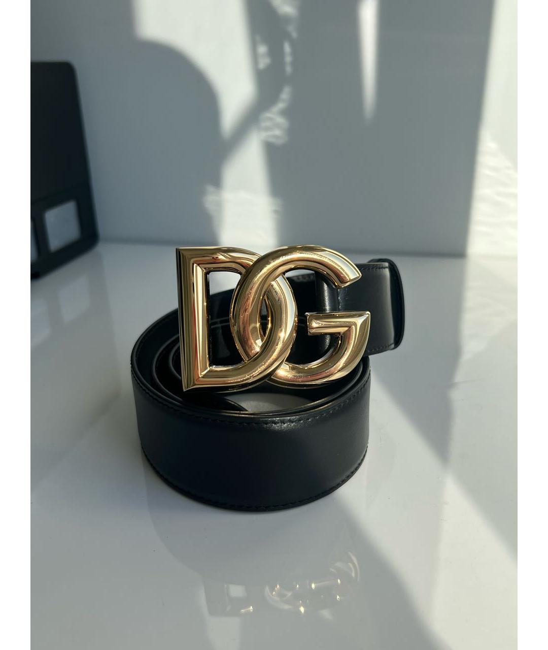 DOLCE&GABBANA Черный кожаный ремень, фото 4