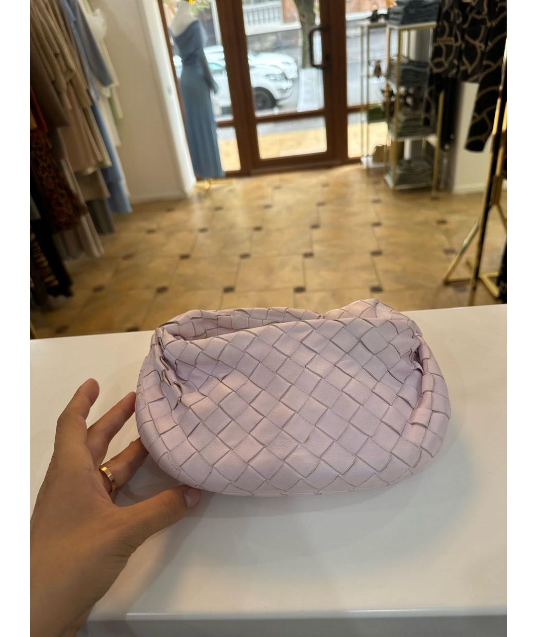 BOTTEGA VENETA Розовая кожаная сумка с короткими ручками, фото 3