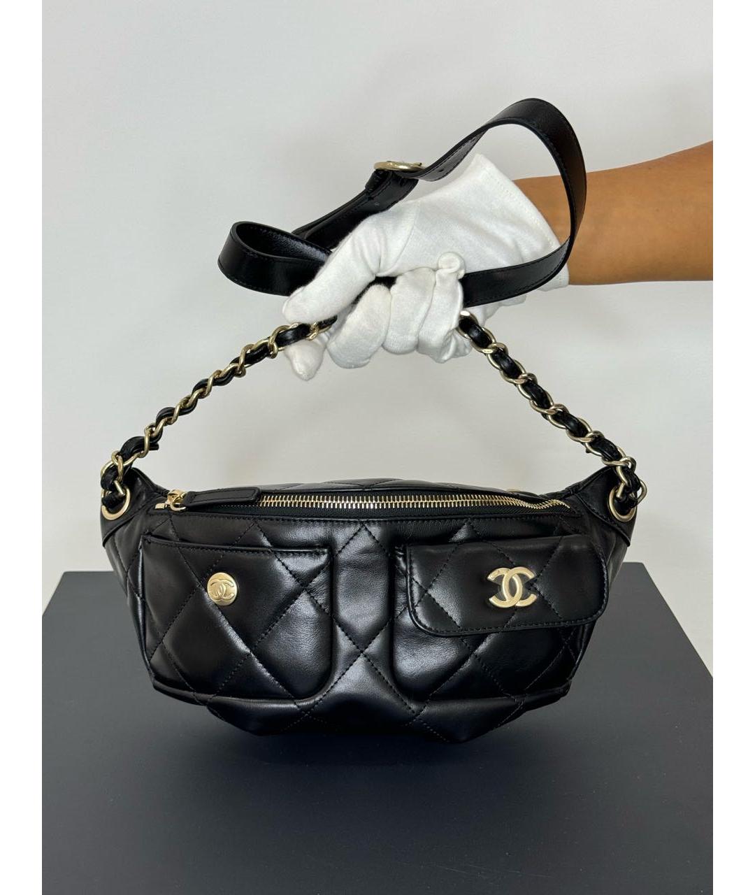 CHANEL Черная кожаная поясная сумка, фото 2