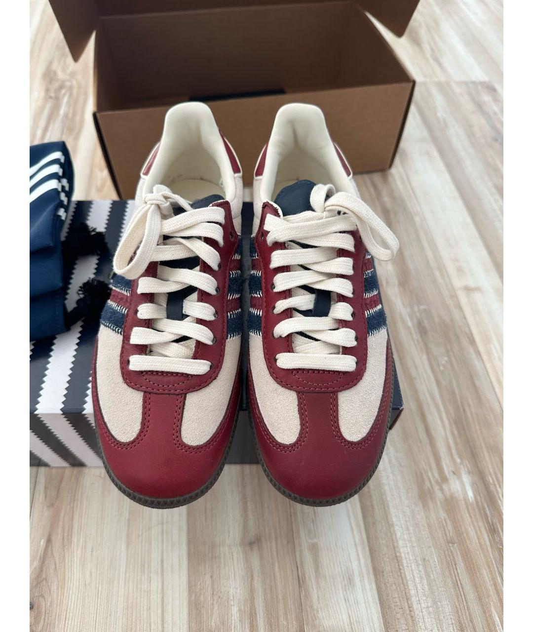 ADIDAS Бордовые кожаные кеды, фото 2