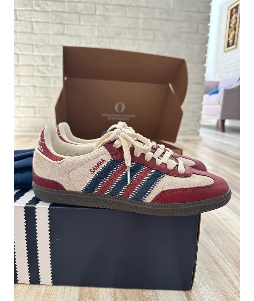 ADIDAS Бордовые кожаные кеды, фото 9