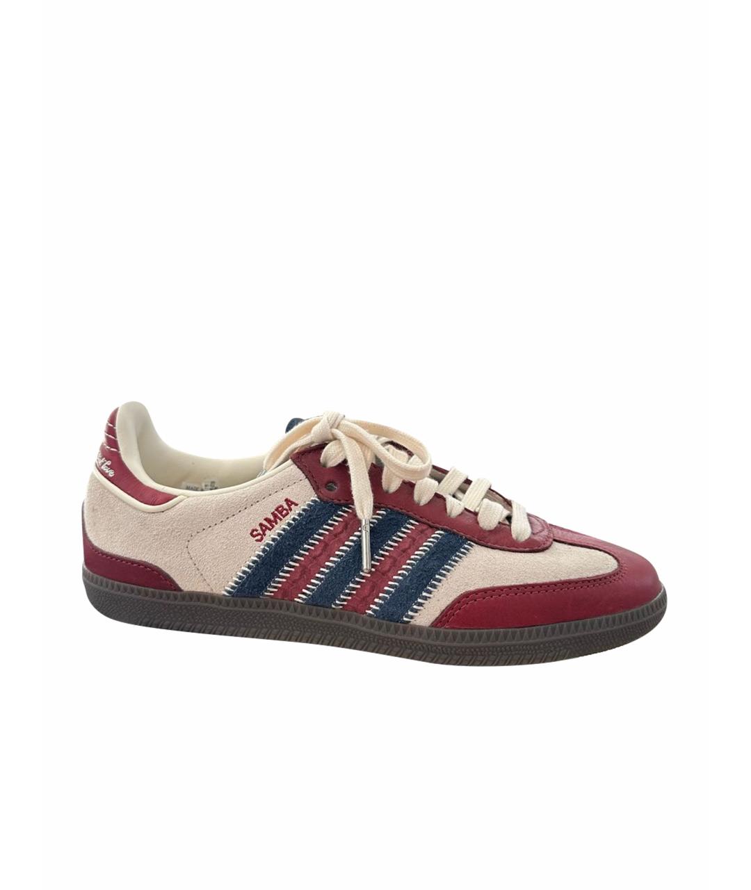 ADIDAS Бордовые кожаные кеды, фото 1