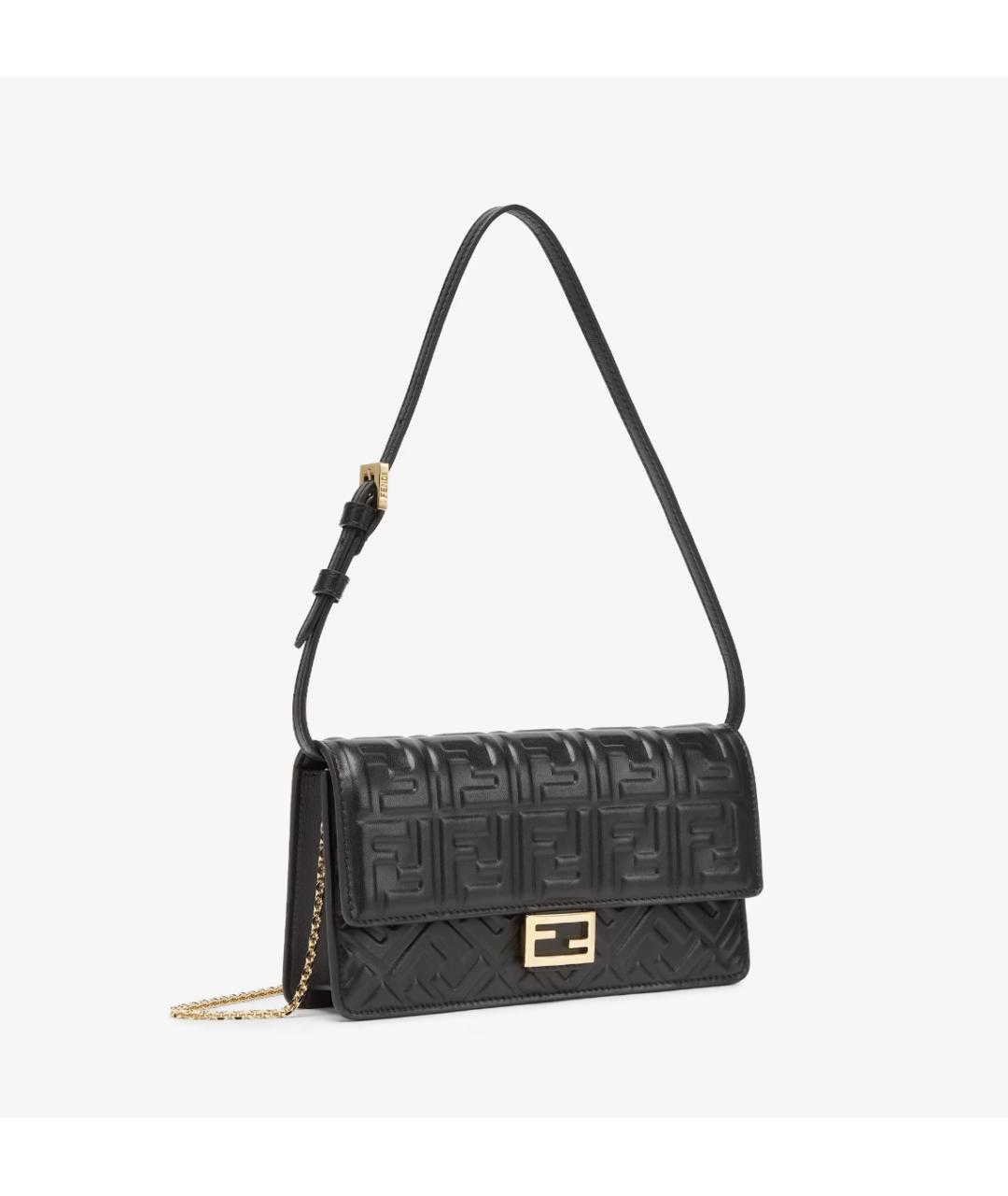 FENDI Черная кожаная сумка через плечо, фото 2