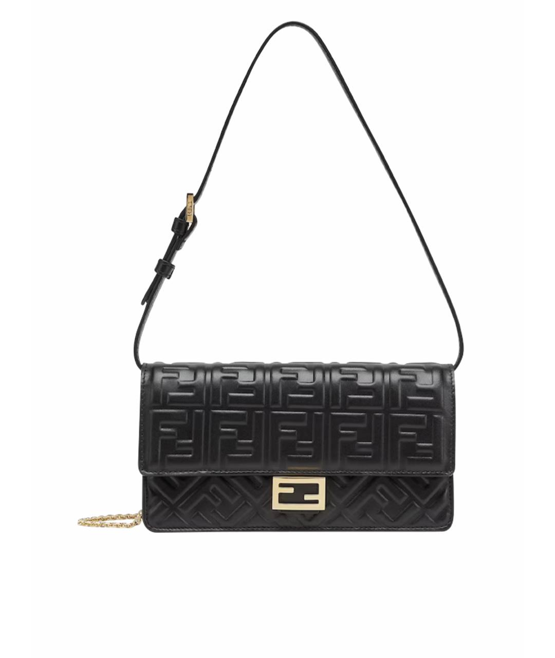 FENDI Черная кожаная сумка через плечо, фото 1